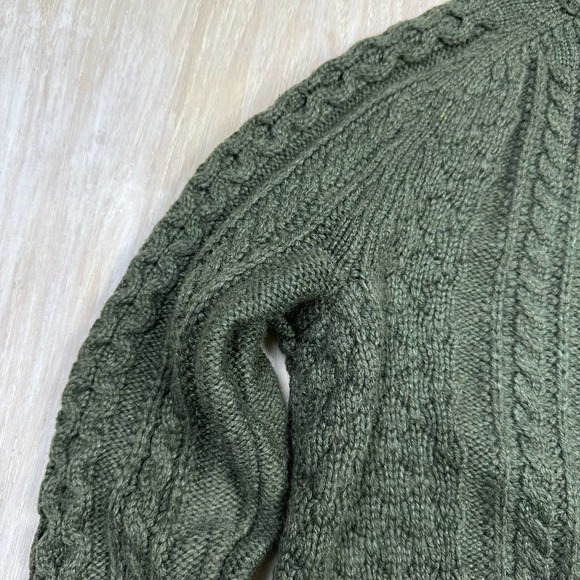 J Crew Olive Green Cozy Fitted Popcorn Wool Cable Knit Pullover Sweater XS - Picture 11 of 15